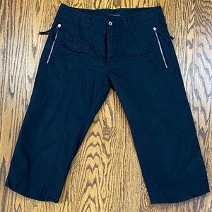 Armand Basi Long Black Cotton Shorts Board Short Style Zipper Pockets Sz 32